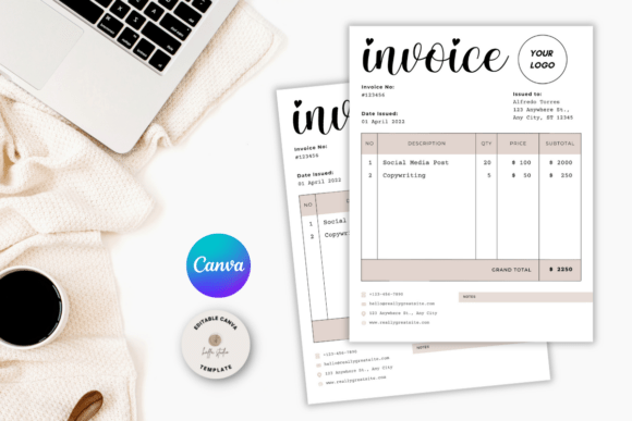 Printable Invoice Form Canva Template document layout