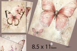 Shabby Chic Pink Butterfly Paper Graphic by mirazooze · Creative Fabrica