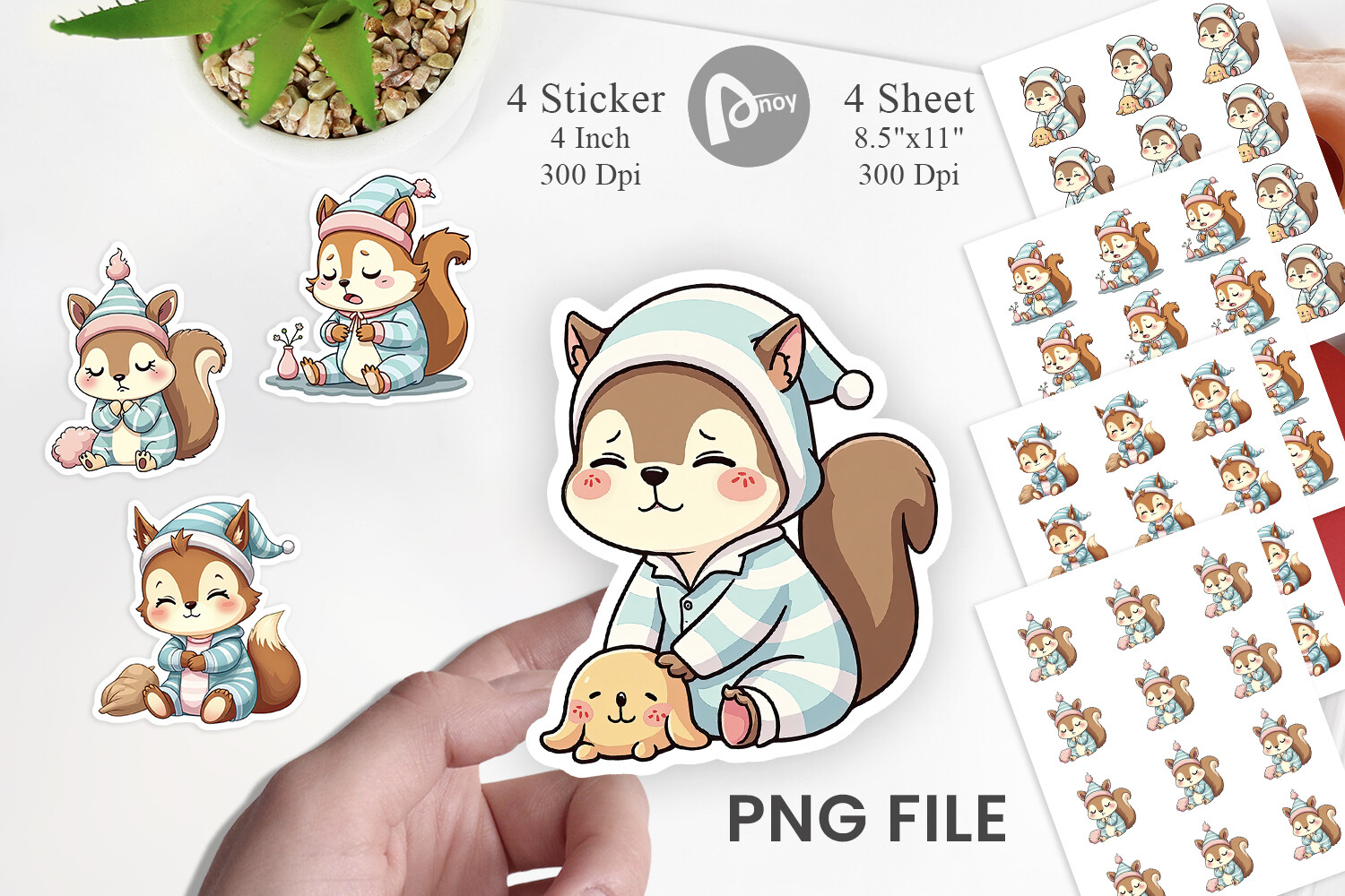 Sleepy Moving Sticker Sleepy Squirrel Sticker Graphic by Artnoy · Creative Fabrica