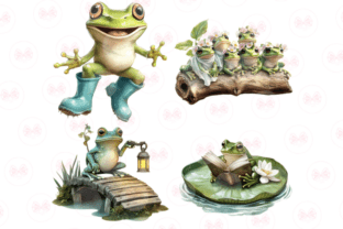 Spring Green Frog Pond Clipart Graphic by Markicha Art · Creative Fabrica