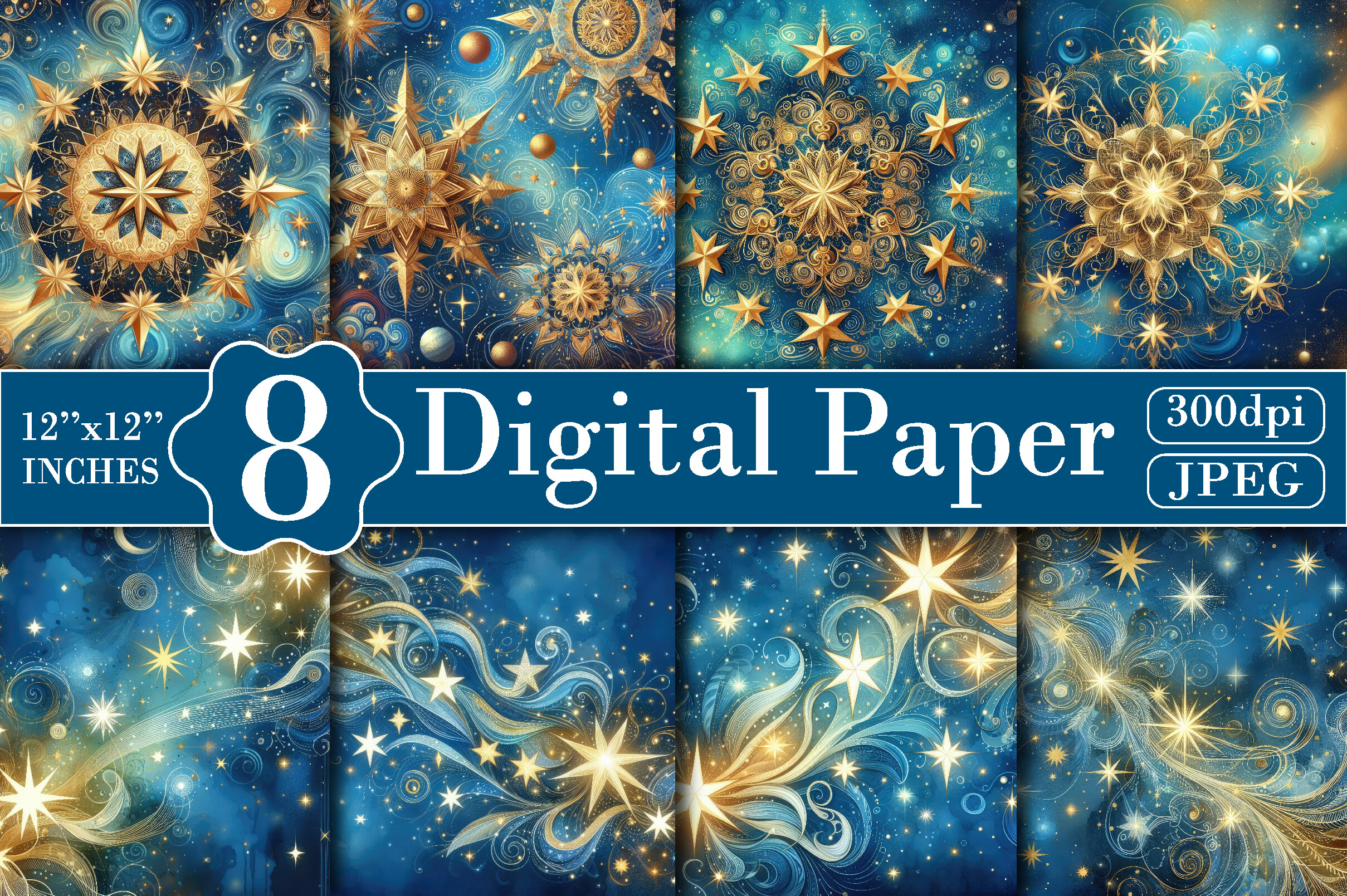 Starry Night Digital Paper Background Graphic by Bee Prints · Creative ...