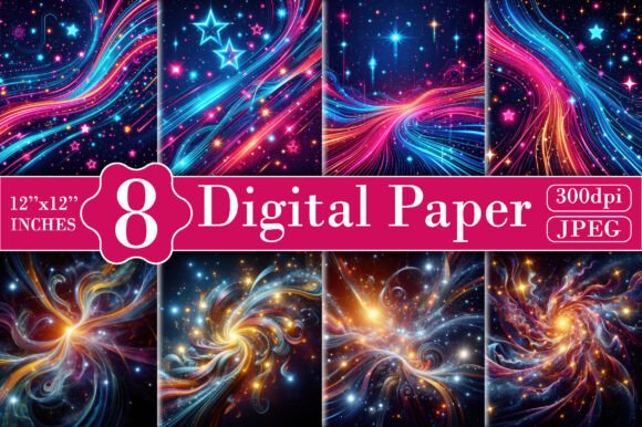 Starry Night Digital Paper Background Graphic by Bee Prints · Creative ...
