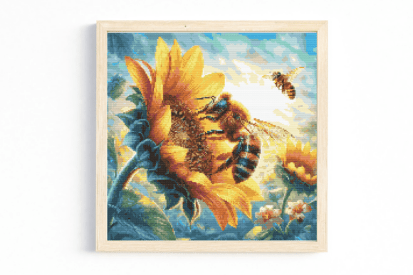 Sunflower and Bee Cross Stitch Pattern