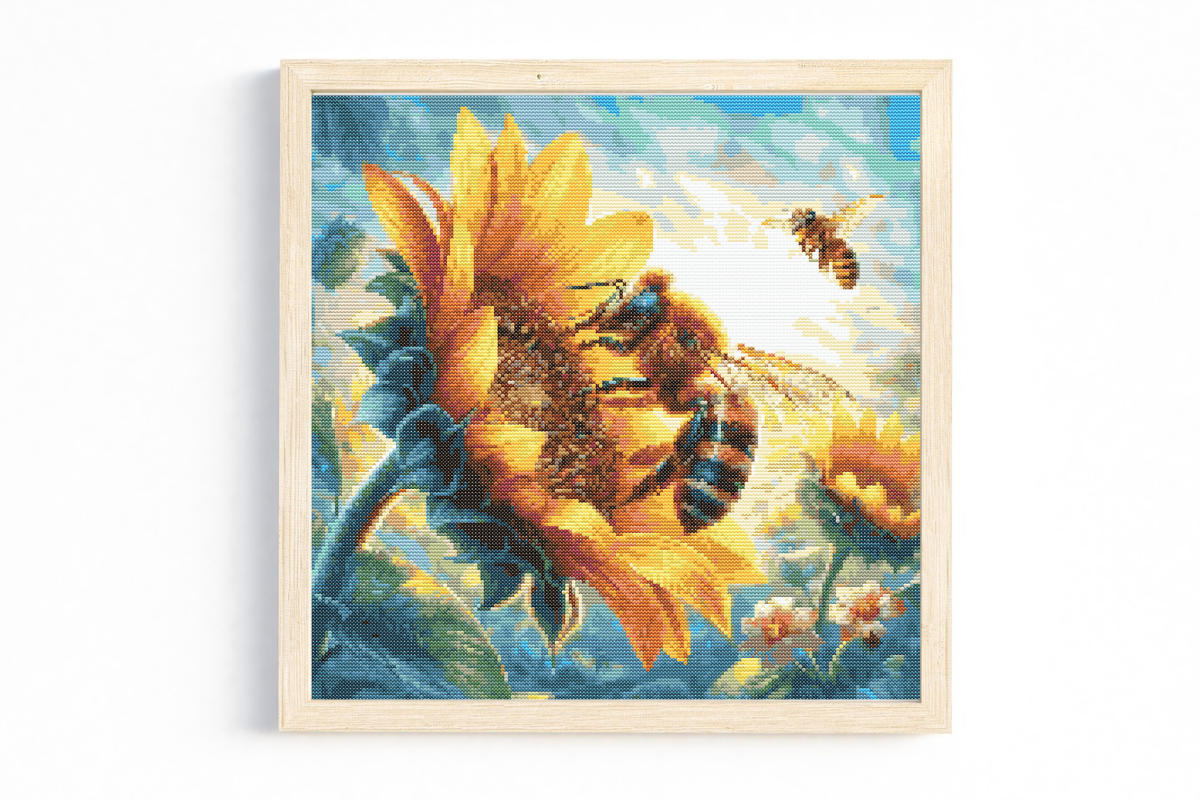 Sunflower and Bee Cross Stitch Pattern