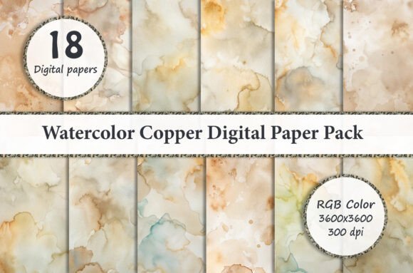 Watercolor Copper Digital Paper Pack