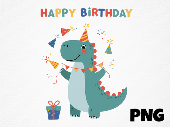 Cheerful T-Rex Birthday PNG: Gift