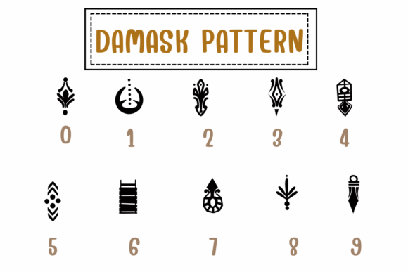 Damask Pattern Font PNG with transparent background - Preview 3