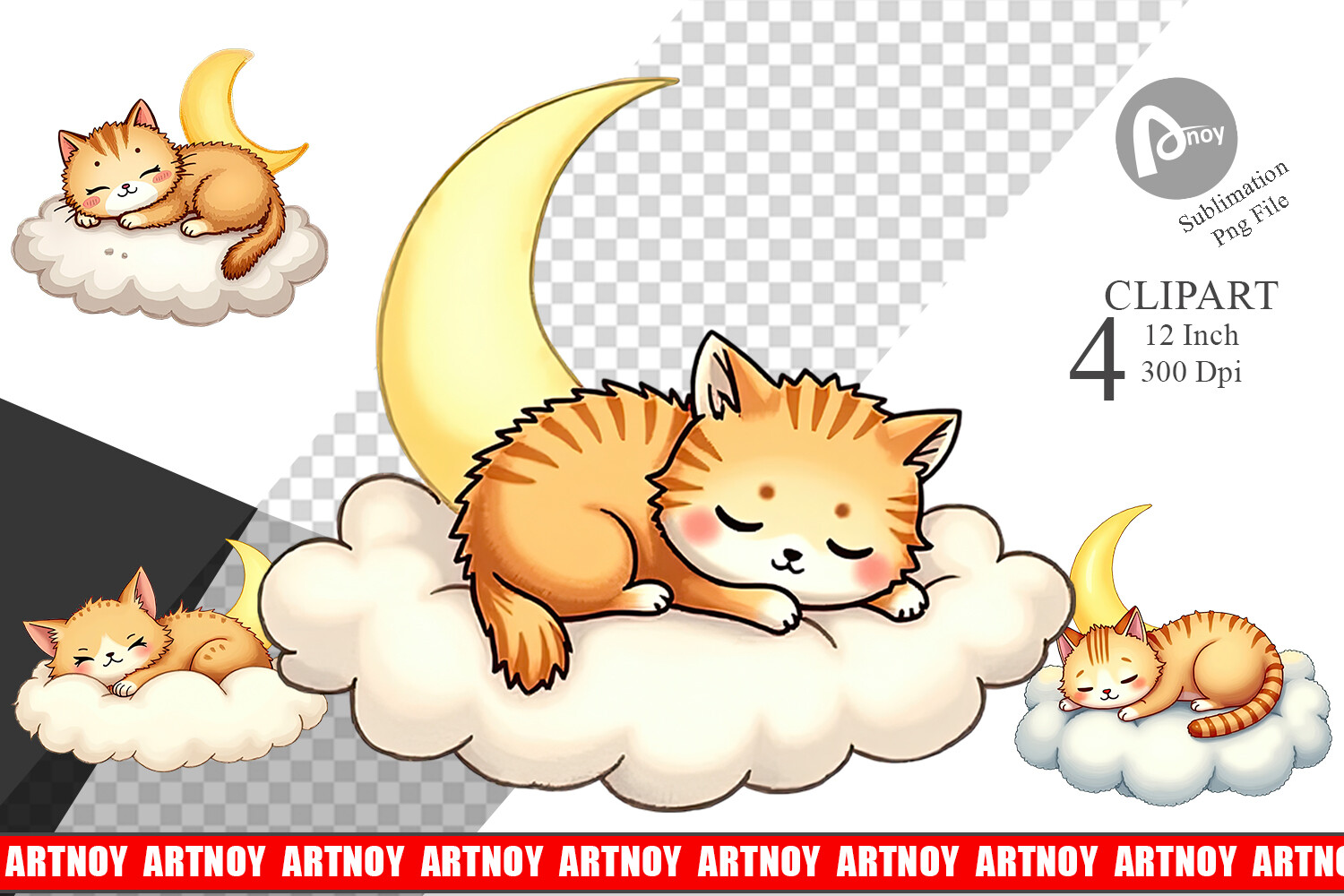 Sleepy Cat Cloud Clipart Graphic by Artnoy · Creative Fabrica