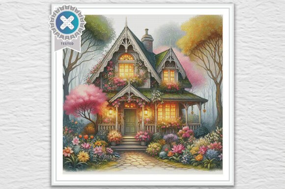 Spring Cottage Cross Stitch Pattern PDF
