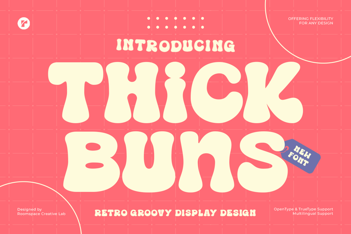 Thick Buns font preview - extra-thick chunky rounded display typeface