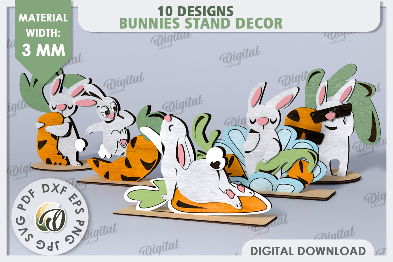 Wooden Easter Bunnies Laser Cut Bundle · Creative Fabrica