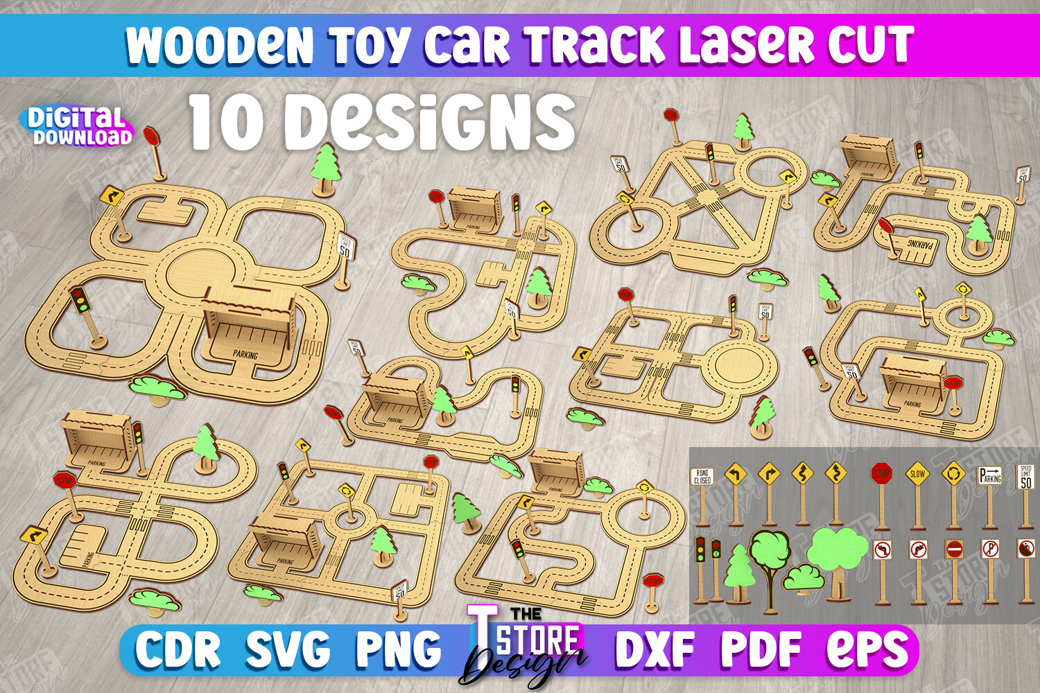 Wooden Toy Car Track Bundle | Road Model