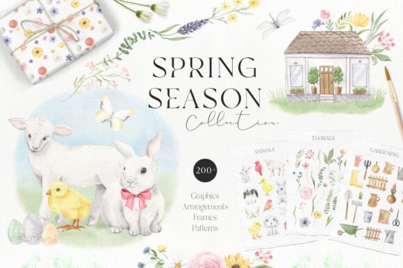 Watercolor Spring Easter Clipart Pack - Printable