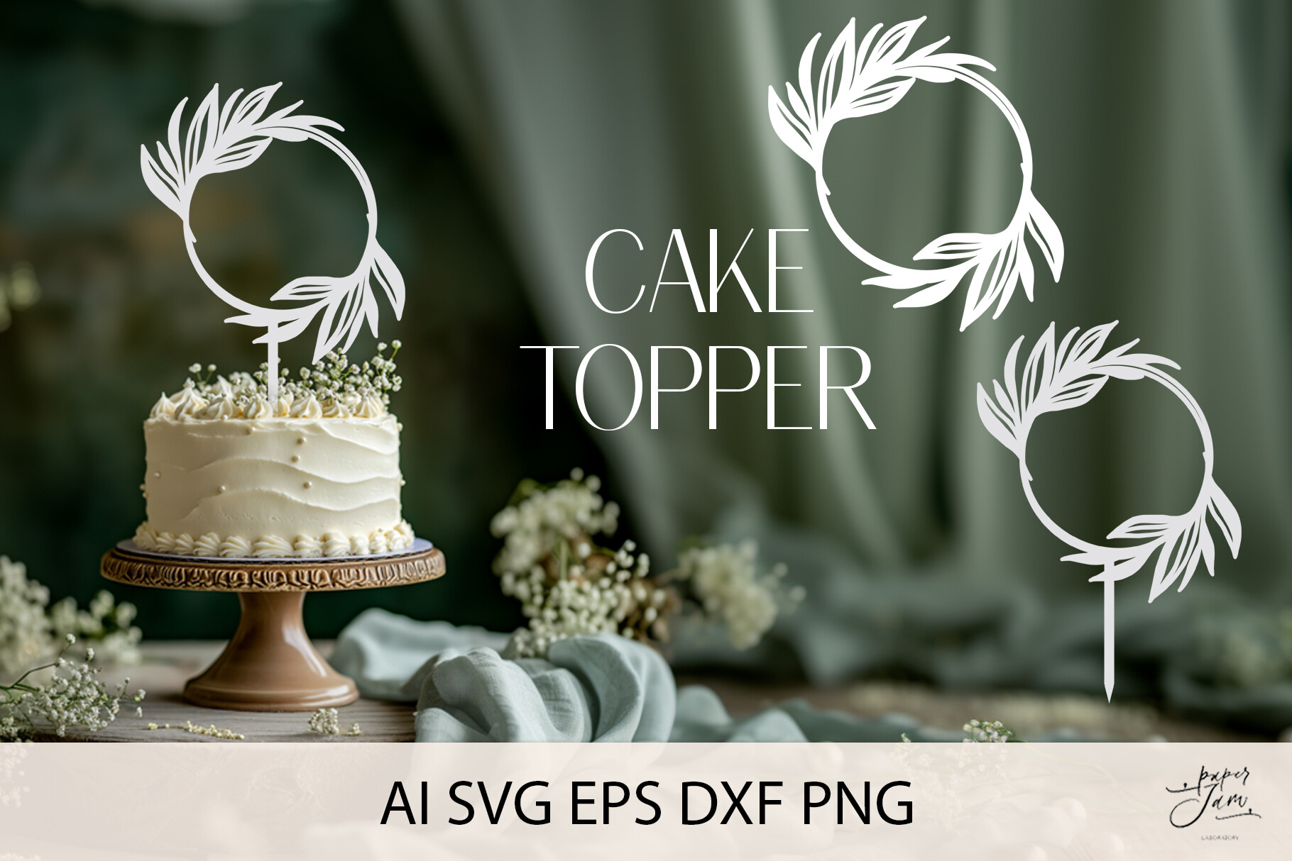Floral Cake Topper SVG Graphic by Paperjamlab · Creative Fabrica