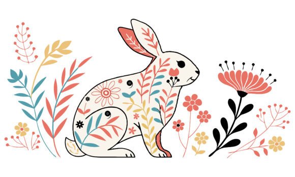 Floral Easter Bunny Clipart