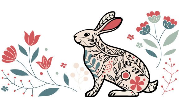 Floral Easter Bunny Clipart