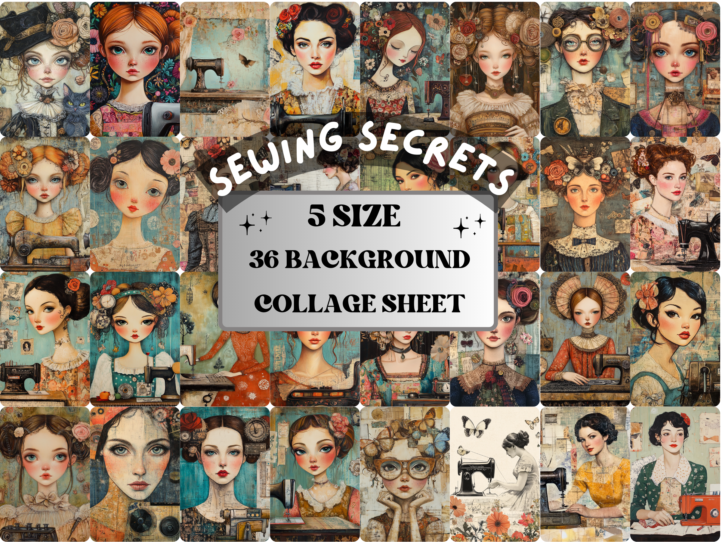 Sewing Secrets Collage Journal Paper