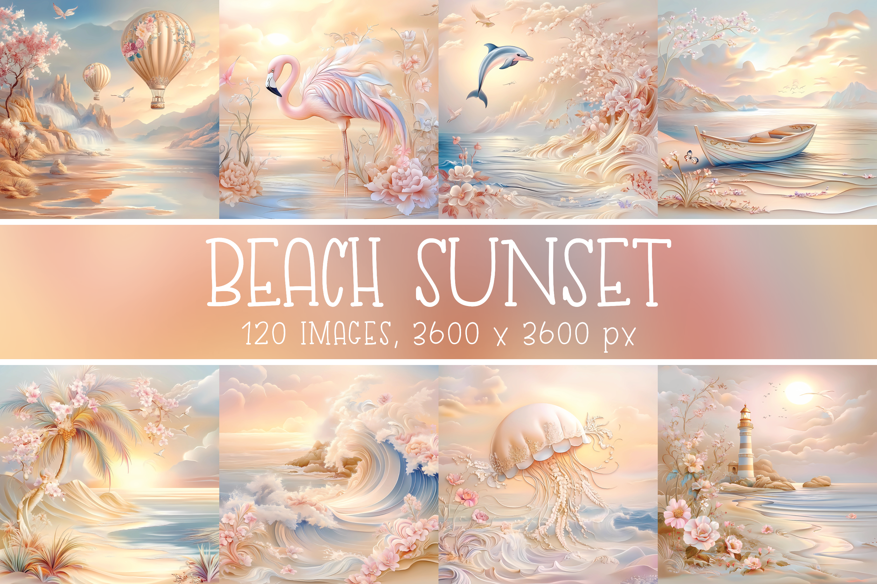 Summer Beach Sunset Digital Papers Graphic by Color Studio · Creative ...
