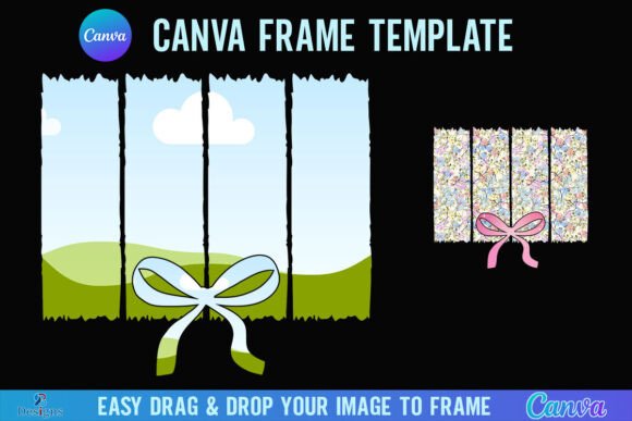 Brush Stroke Canva Frame Coquette Bow