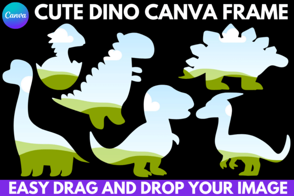 CUTE DINO Canva Frame Bundle