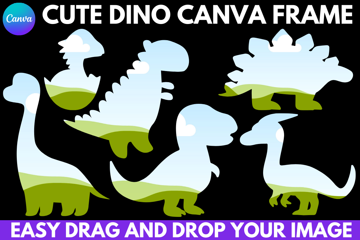 CUTE DINO Canva Frame Bundle