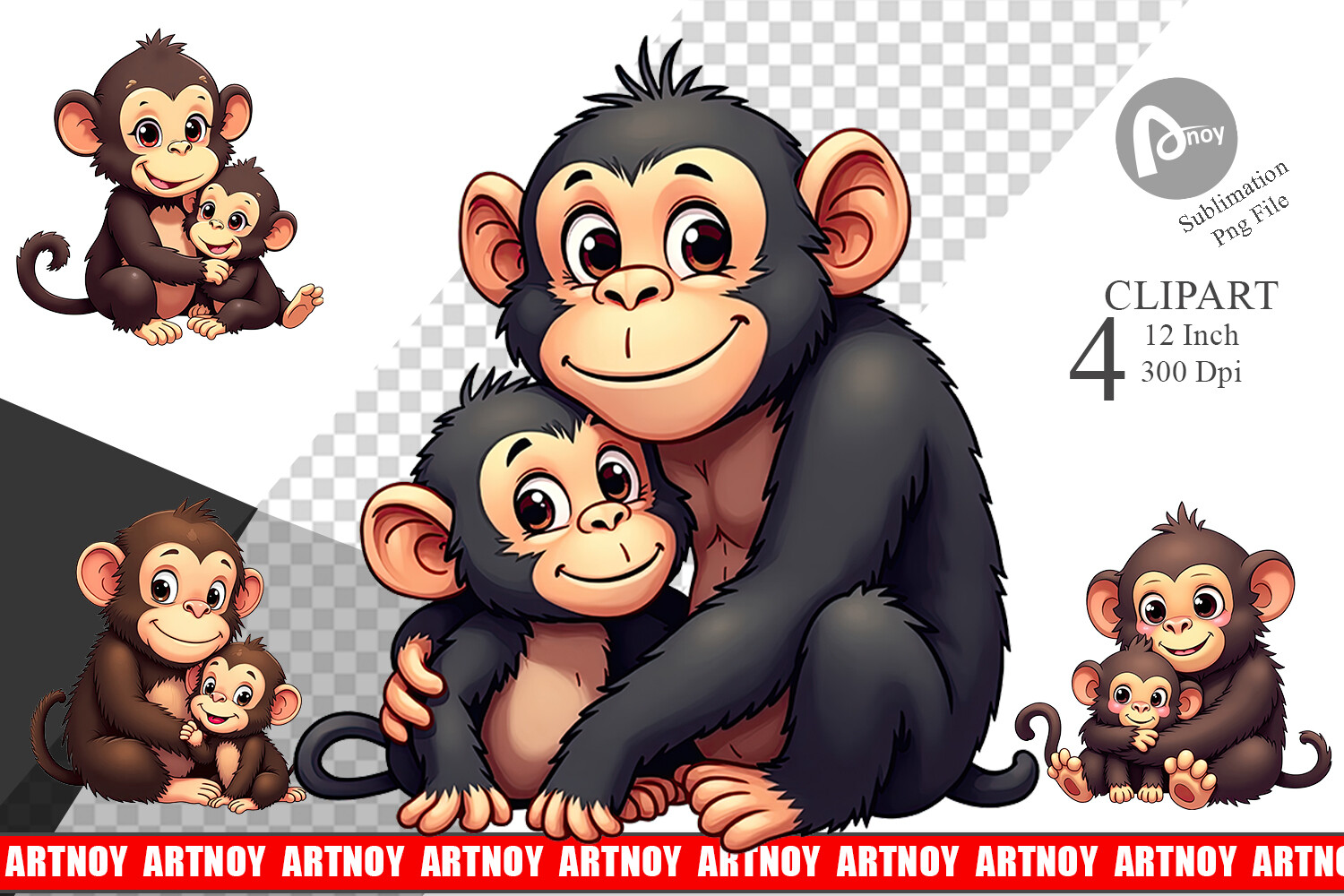 Chimpanzee Mother's Day Clipart Graphic by Artnoy · Creative Fabrica