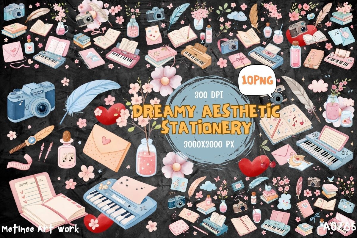 Dreamy Aesthetic Stationery Graphic by METINEE ART WORK · Creative Fabrica