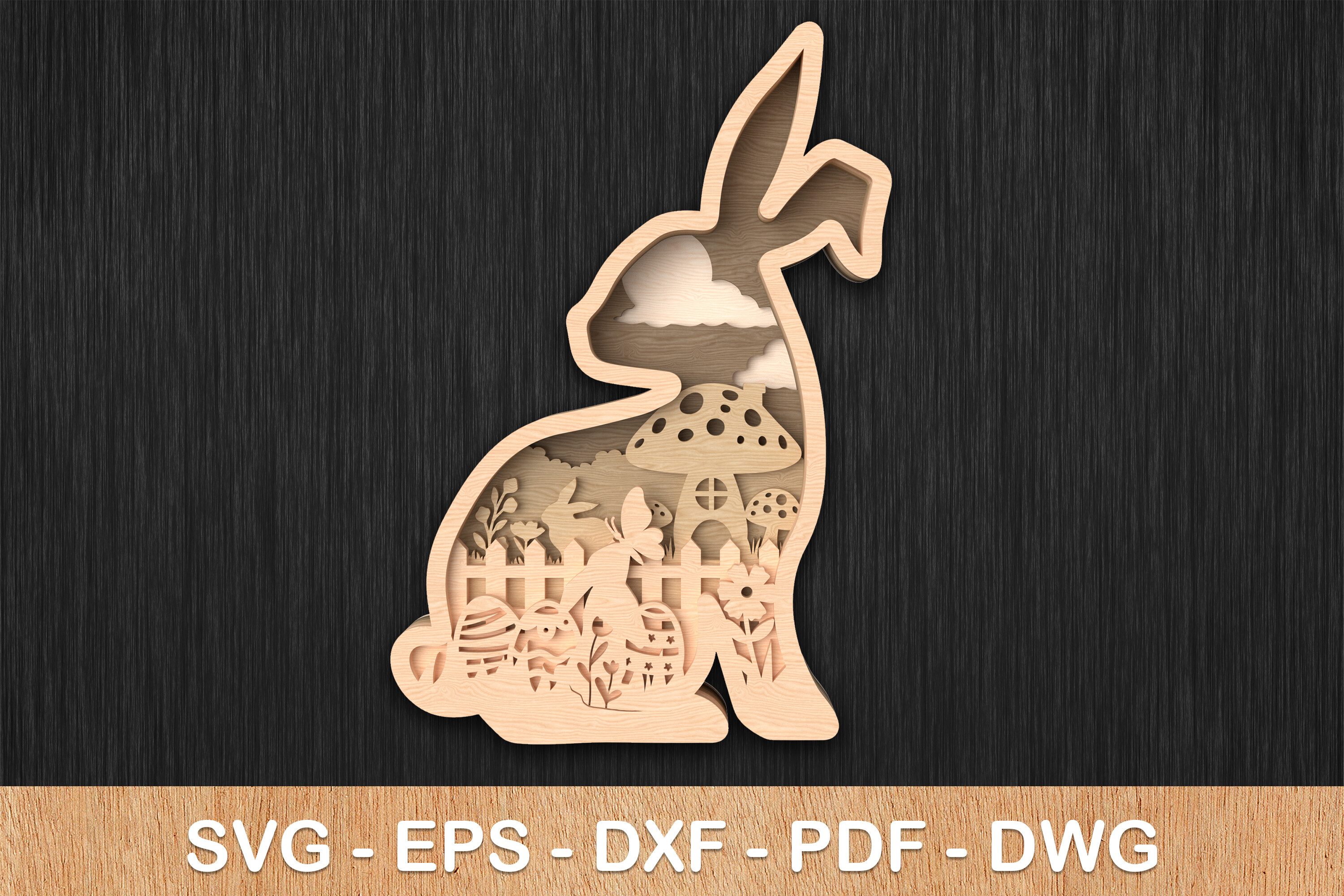Layered Easter Bunny with Eggs SVG · Creative Fabrica
