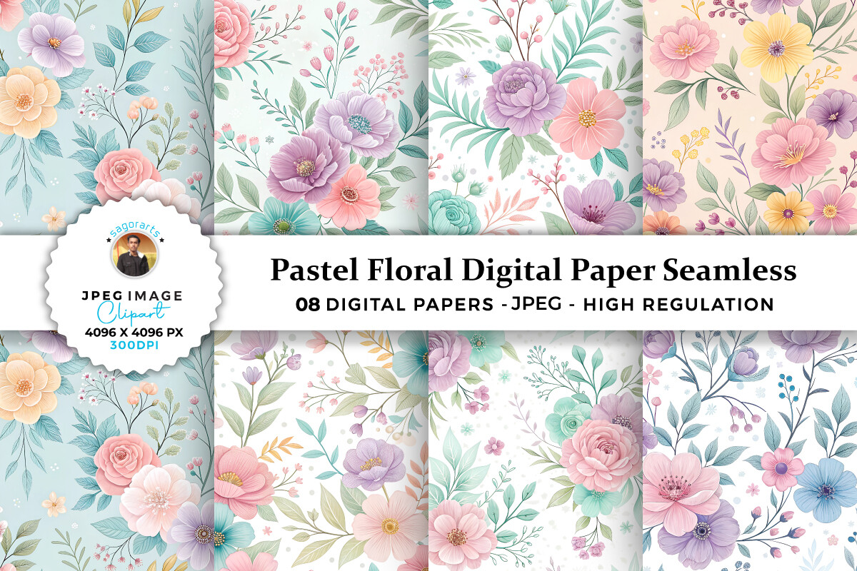 Pastel Floral Digital Paper Seamless Graphic by sagorarts · Creative ...