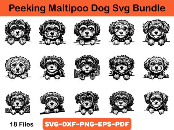 peeking maltipoo dog svg bundle for sublimation tumblers and mugs