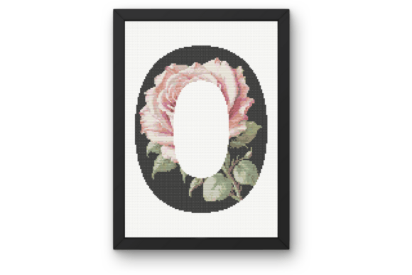 Pink Rose on Black O Monogram