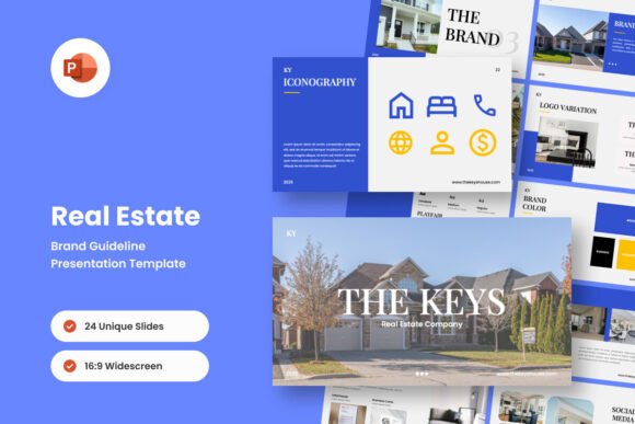 Preview of Real Estate Brand Identity PowerPoint marketing presentation template