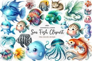 Watercolor Sea Fish Clipart