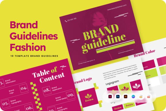 Zerava - Modern Retro Brand Guideline Graphic Print Templates By twinletter