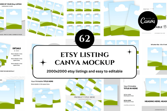 62 Etsy Canva Mockup Grafik Etsy-Shop-Grafiken Von FolieDesign