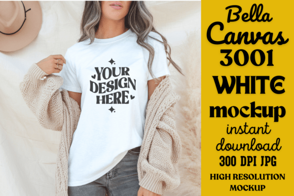 Bella Canvas 3001 White Model Mockup
