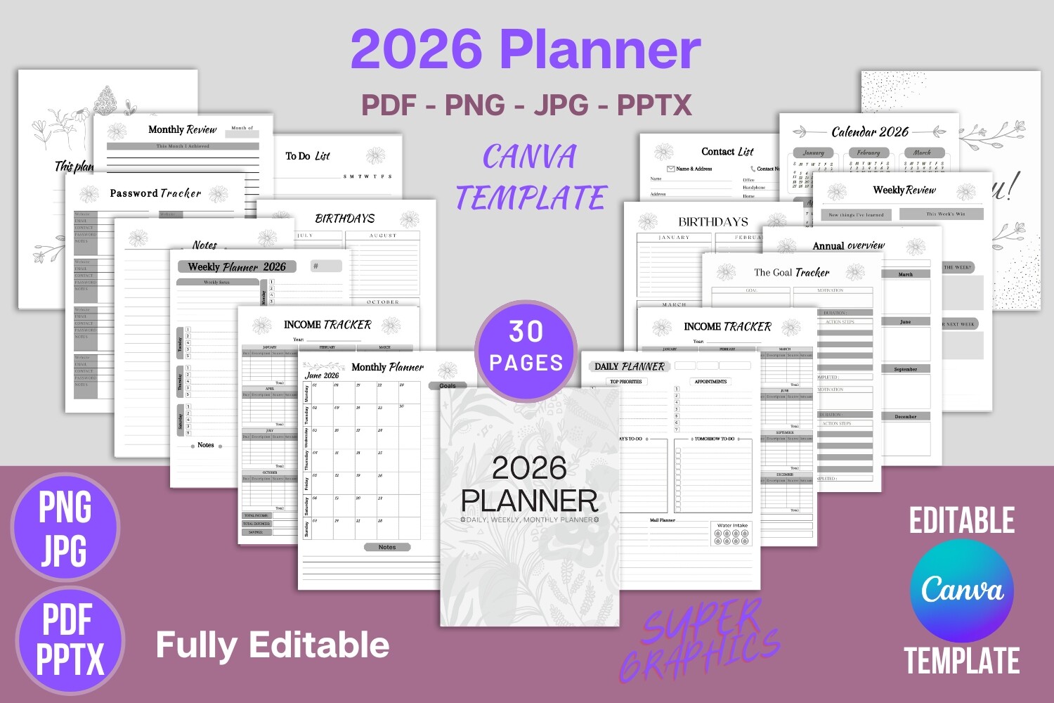Editable 2025 Planner Canva Template KDP Graphic by SUPER GRAPHICS ...