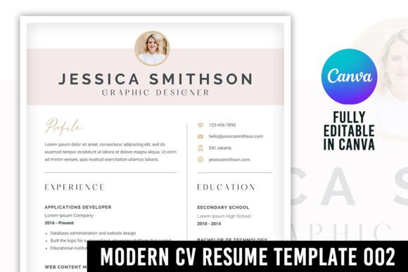 Modern CV Resume Template 002 Graphic Resumes & CV By SetiawanAPDesignWorks