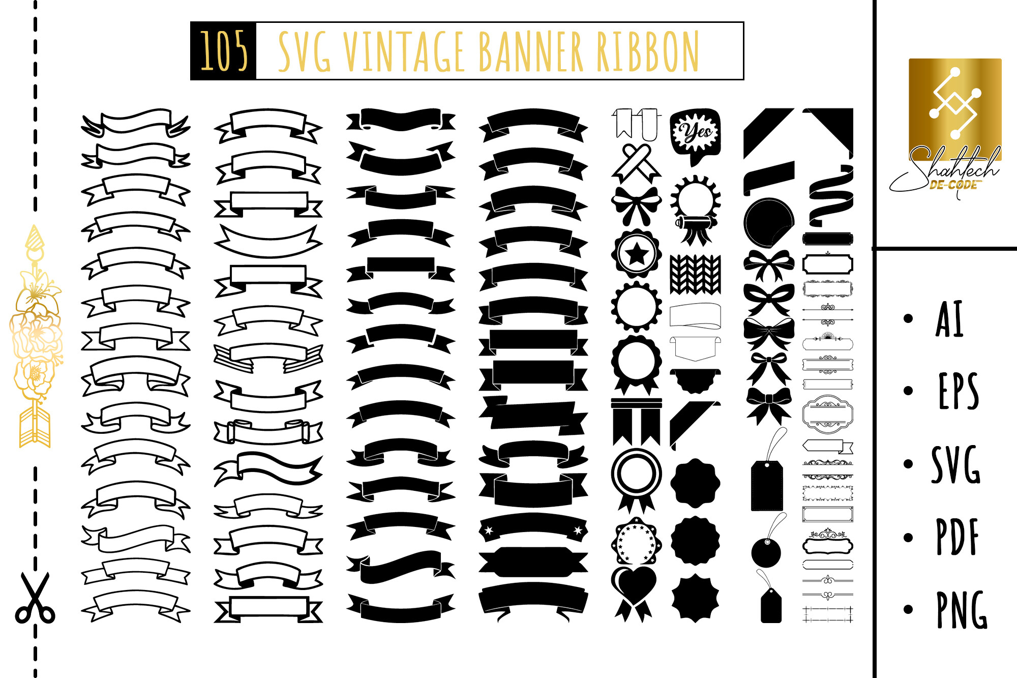 SVG Vintage Banner Ribbon Clipart Vector