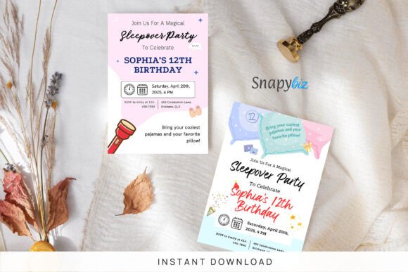 Sleepover Birthday Invitation Templates