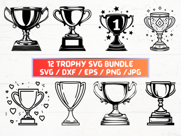 8 Trophy Laser Cut File Designs & Graphics