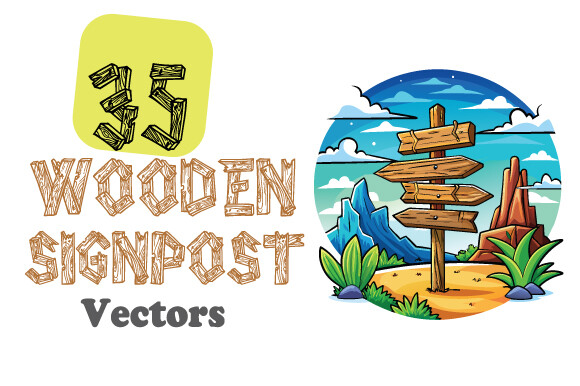Wooden Signpost Vector Design Bundle Graphic by Gfx Studio · Creative ...