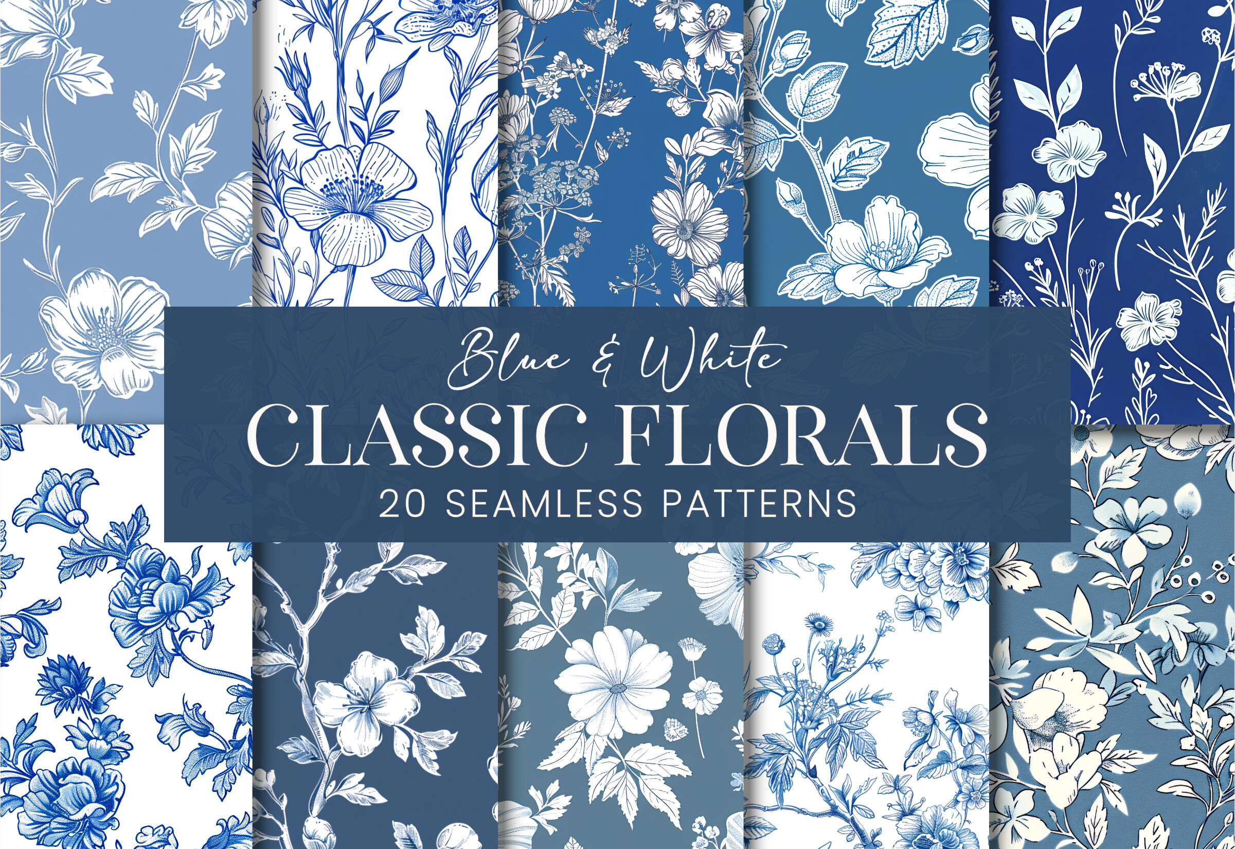Blue White Vintage Floral Chinoiserie Graphic by Visual Gypsy ...