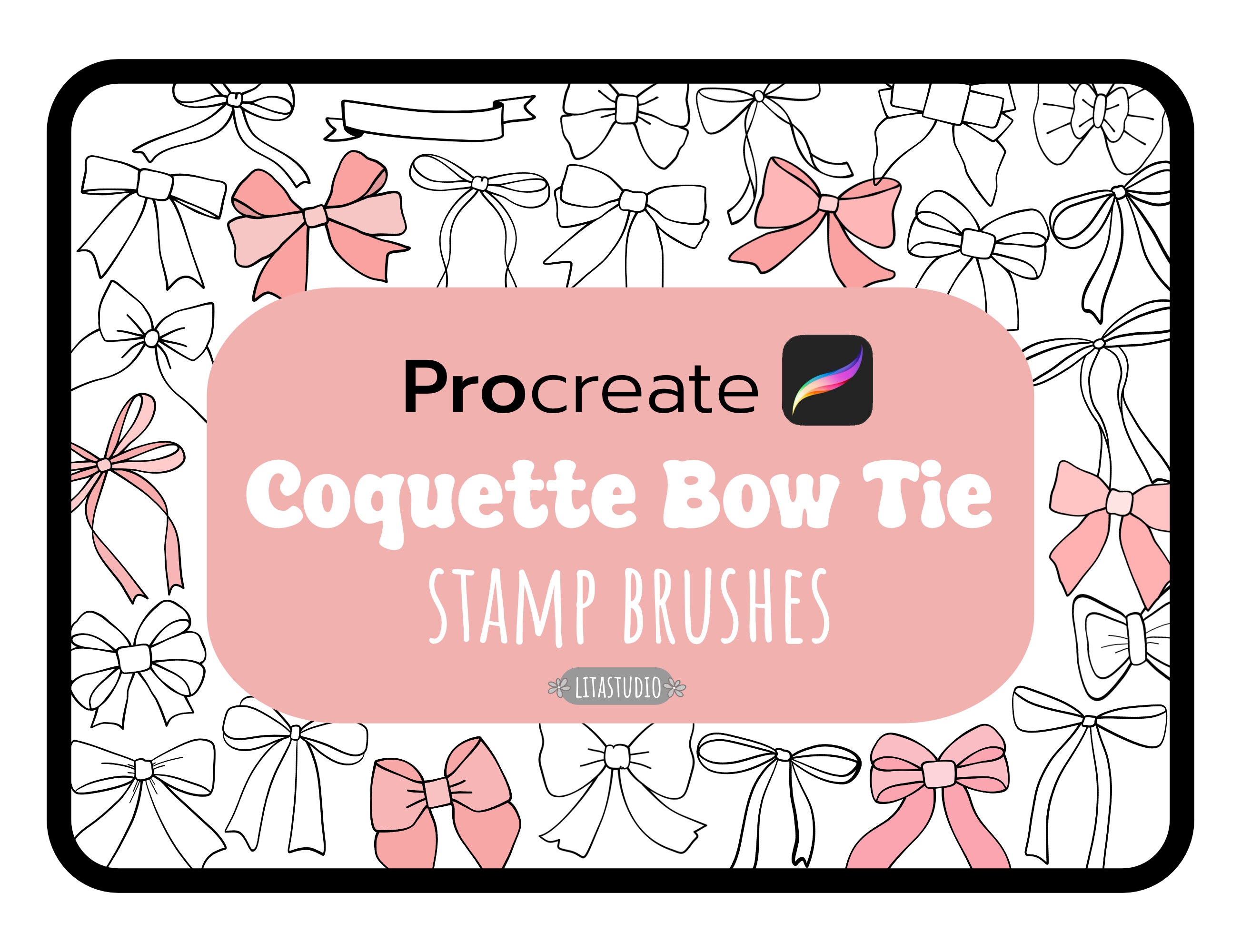 Bow Stamp Procreate,Ribbon Stamp Brushes