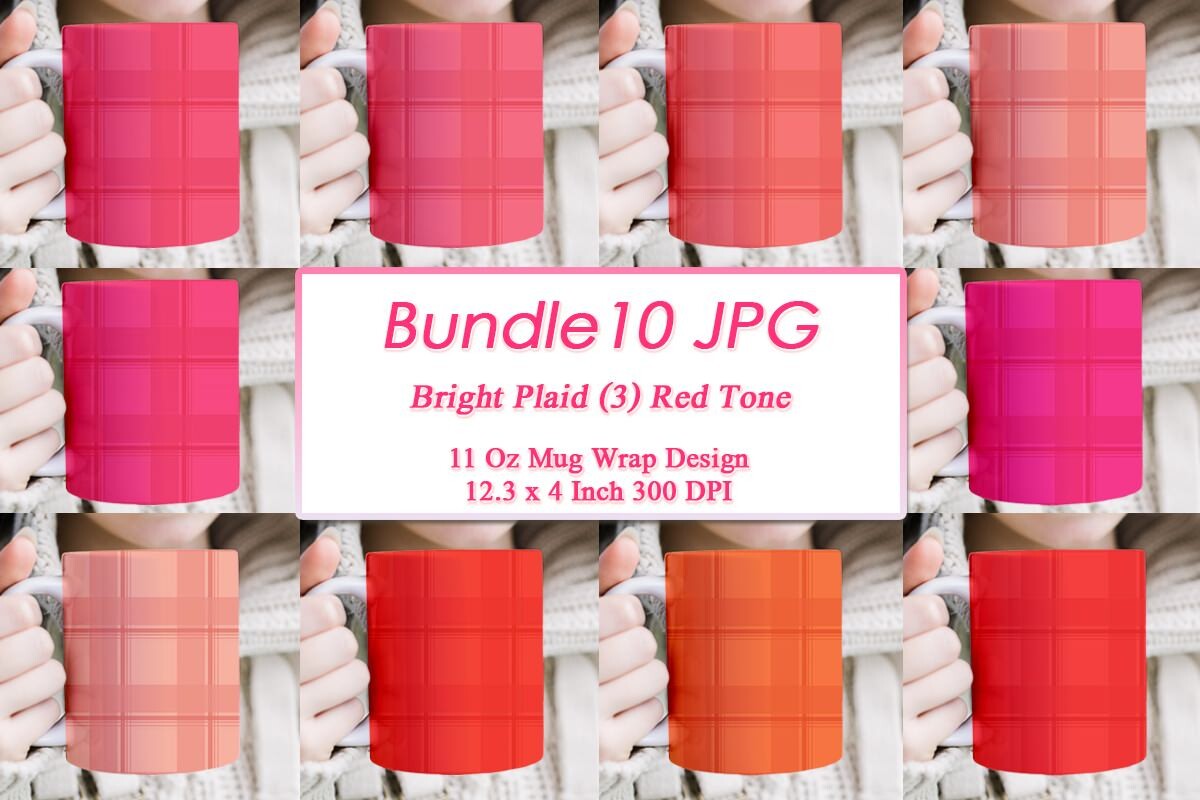 Bright Plaid 3 Red Tone Mug Wrap Graphic by daisy world · Creative Fabrica