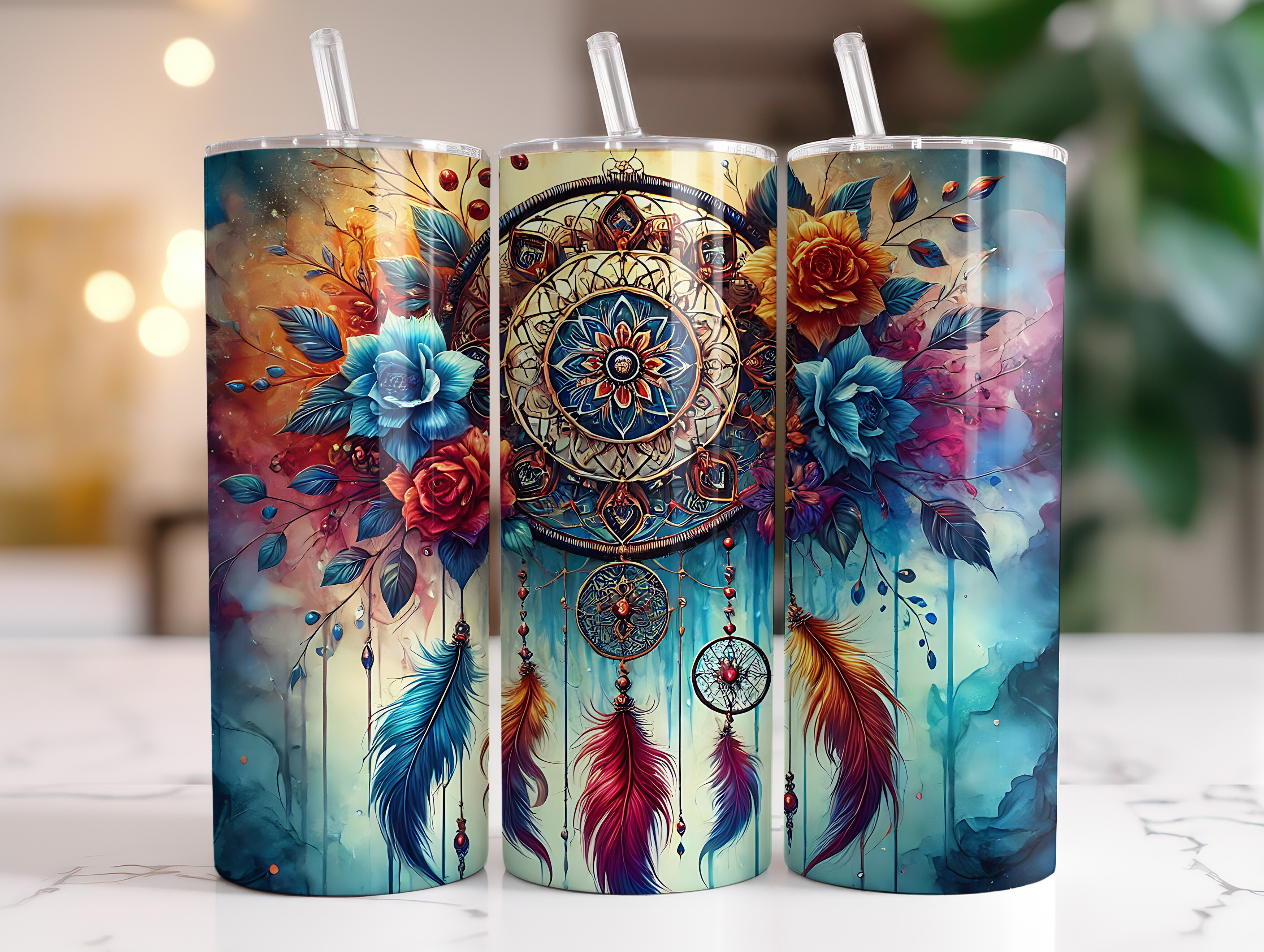 Colorful Dreamcatcher 20oz Tumbler Wrap Graphic by RahatKDP · Creative ...