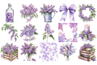 Lilac Flower Watercolor Cliparts Graphic by Whimsy Bloom Co. · Creative ...