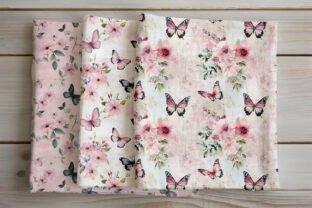 Pink Shabby Chic Butterfly Patterns Graphic by ArtCursor · Creative Fabrica
