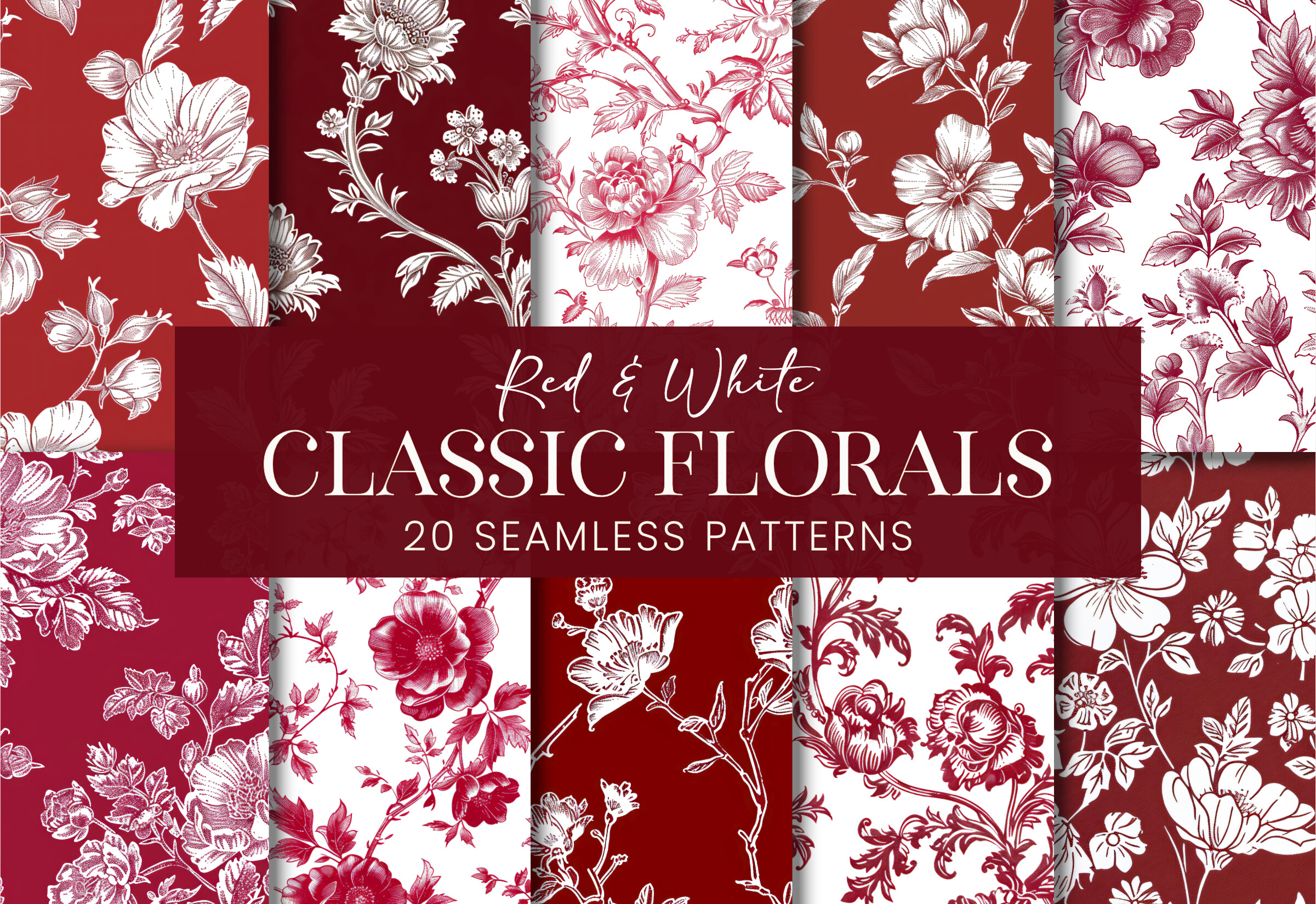 Red White Vintage Floral Chinoiserie Graphic by Visual Gypsy · Creative ...