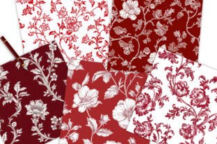 Red White Vintage Floral Chinoiserie Graphic by Visual Gypsy · Creative ...